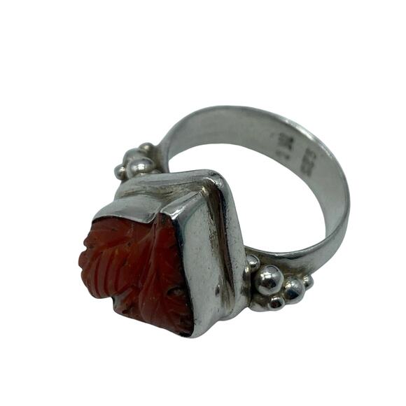 Raw coral‎ signed MC 925 Sterling Silver ring Statement ring - Picture 3 of 4
